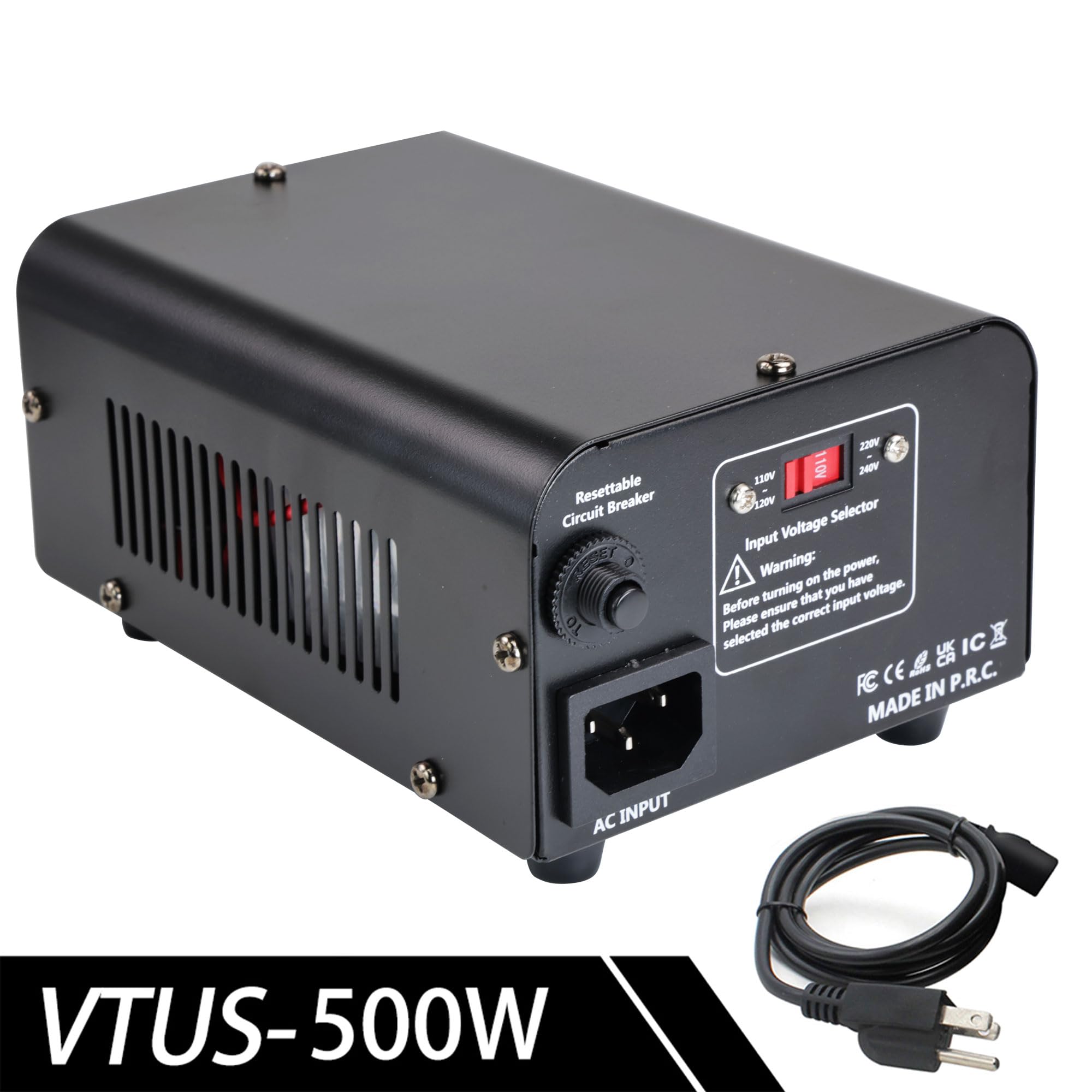 Yinleader 500W Voltage Transformer Power Converter(110V to 220V, 220V to 110V) Step Up/Down Converter 110/120 Volt - 220/240 Volt w/US Power Cord [300W Continuous Power]