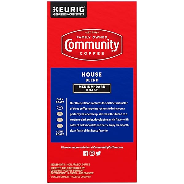 COMMUNITY COFFEE HOUSE BLEND MEDIUM-DARK ROAST SINGLE SERVE KEURIG K-CUP PODS 32 CT BOX