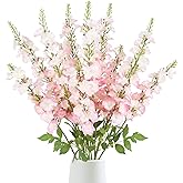 ICBOX Morning Glory Artificial Flowers,6PCS Fake Pink Flowers 38.2'' Long Stem Gladiolus Artificial Flowers for Tall Vase Home Wedding Party Decor(Light Pink)
