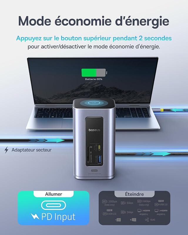 Nomos Air 12 en 1 Docking Station 2 Moniteurs pour Windows