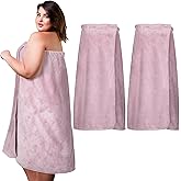 Tigeen 2 Pcs Women's Wrap Towel Spa Soft Robe Adjustable Closure Elastic Top Closure Bathrobe Lightweight Wraps for Shower