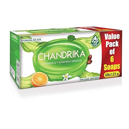 Chandrika Glycerine Ayurveda Gel Bar, 125g (Pack of 6)