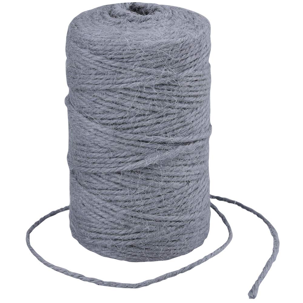 G2PLUS Grey Jute String Twine 2MM, 100M Natural Garden Jute Rope, 3 Ply Art and Crafts Linen String for DIY Craft; Gardening Use