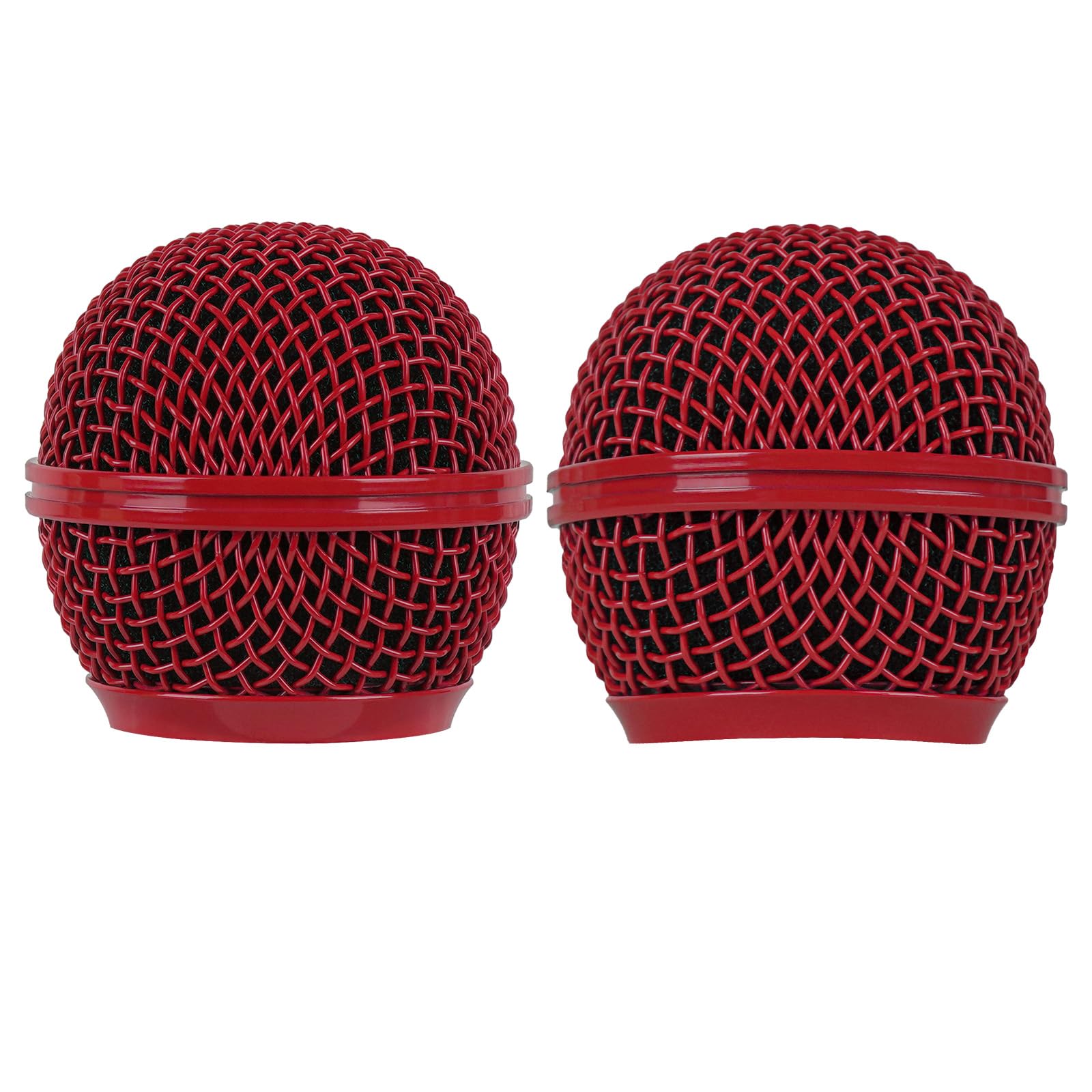GEEKRIA for Creators Microphone Replacement Grille Compatible with Shure BETA 58A, SV100 Mic Head Cover, Microphone Ball Head Mesh Grill, Capsule Parts, Mic Replacement Parts (Red / 2 Pack)
