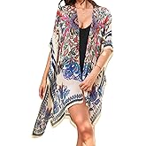 Isurrender Kimonos for Women Lightweight Swimsuit Coverup Boho Floral Beach Cover Ups for Swimwear Casual Summer Cardigan