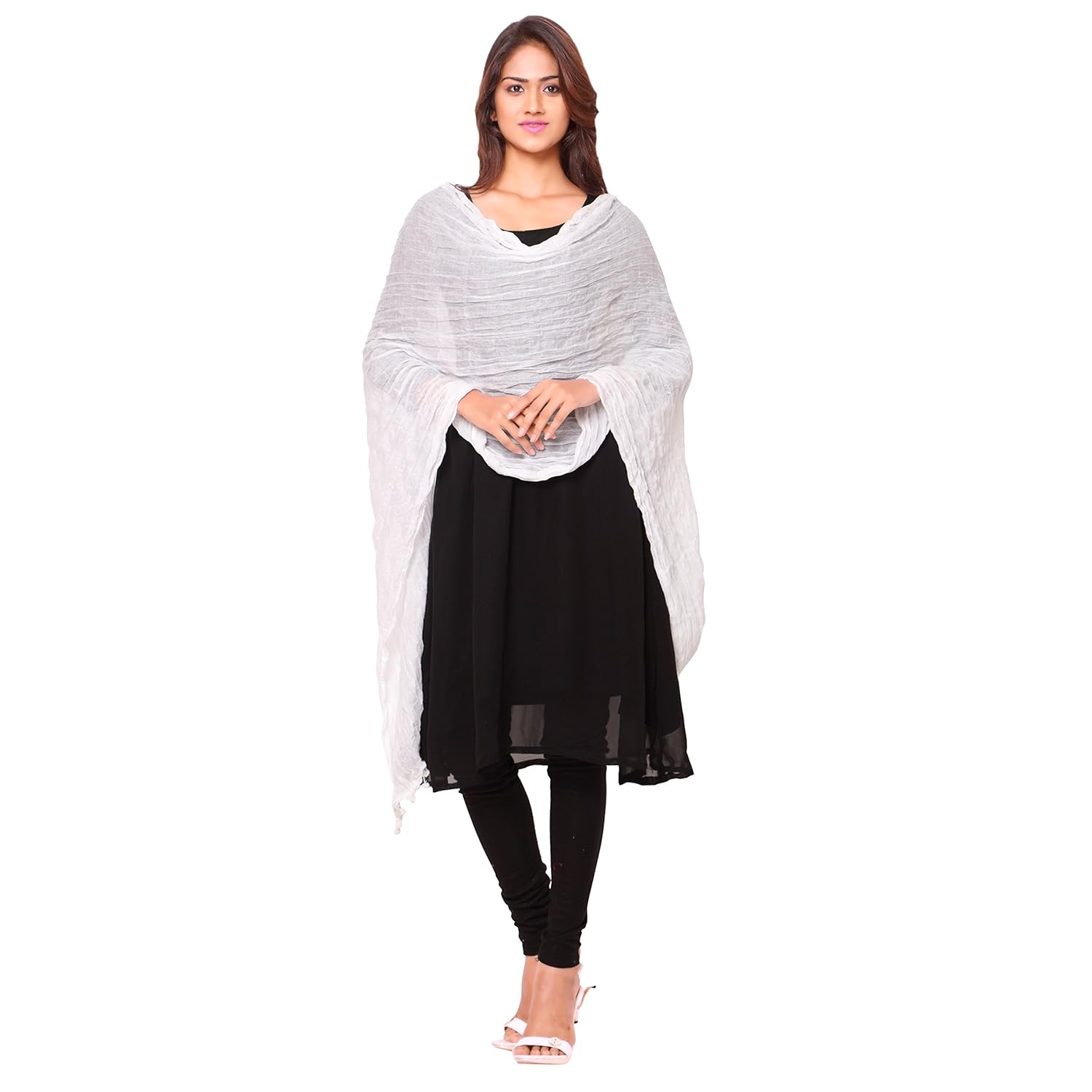 rangreza women's cotton stoles combo (black, free size)