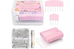 UOTEY 120 Pcs Knit Blocking Combs Pins Kit, 20Pcs Pink Color Knit Blockers Pins Kit, 100 T-pins for Blocking Knitting Crochet, Needlework Projects, Knitting Block Pins Tool for Blocking Mats