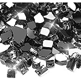 10 lbs Fire Glass, 1/2 Inch Black Reflective Fire Glass for Propane Fire Pit, Fire Pit Glass Rocks Safe for Fireplace, Table and Landscaping