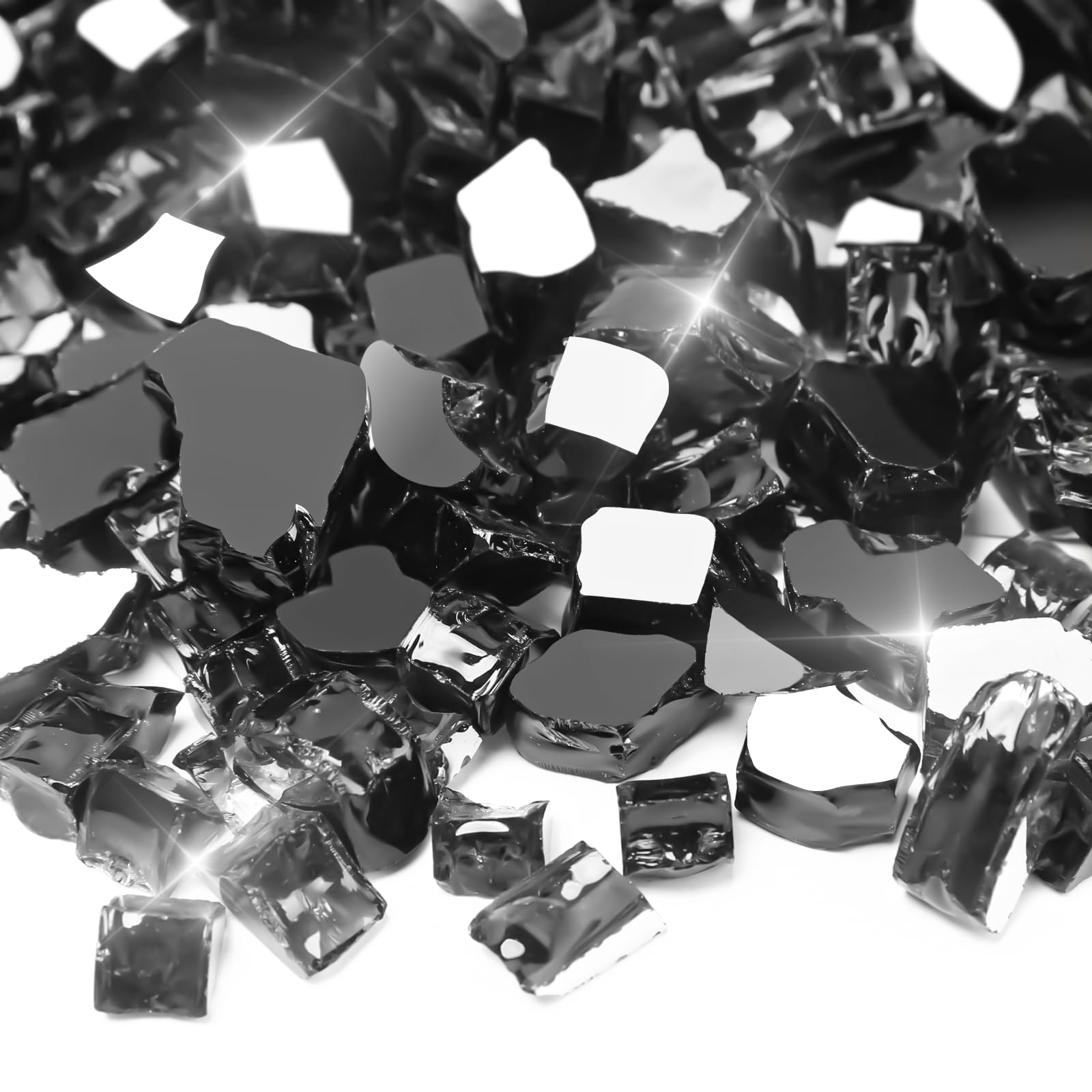 Photo 1 of 10 lbs Fire Glass, 1/2 Inch Black Reflective Fire Glass for Propane Fire Pit, Fire Pit Glass Rocks Safe for Fireplace, Table and Landscaping