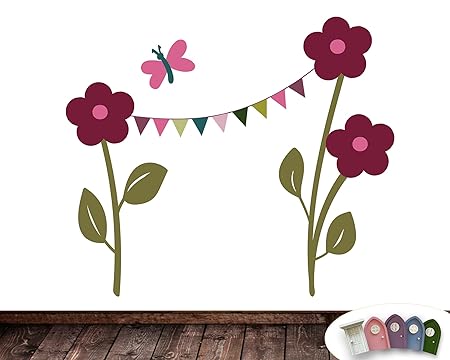 TinyFoxes Wandtattoo Blumenschmuck für die Feen- und Wichteltür - Selbstklebende Folie - in Deutschland produziert