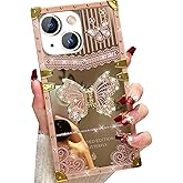 Changjia Glitter Kickstand Case for iPhone 15 Plus,Cute Bling Sparkly Rhinestones Butterfly with Foldable Stand Elegant Mirror Back Shockproof Protective Case for Women Girls for iPhone 15 Plus, Pink