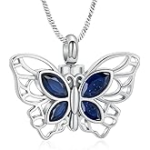 Yinplsmemory Butterfly Urn Necklace for Ashes for Women Memorial Loved One Ashes Keepsake Cremation Jewelry for Human/Pet Ashes