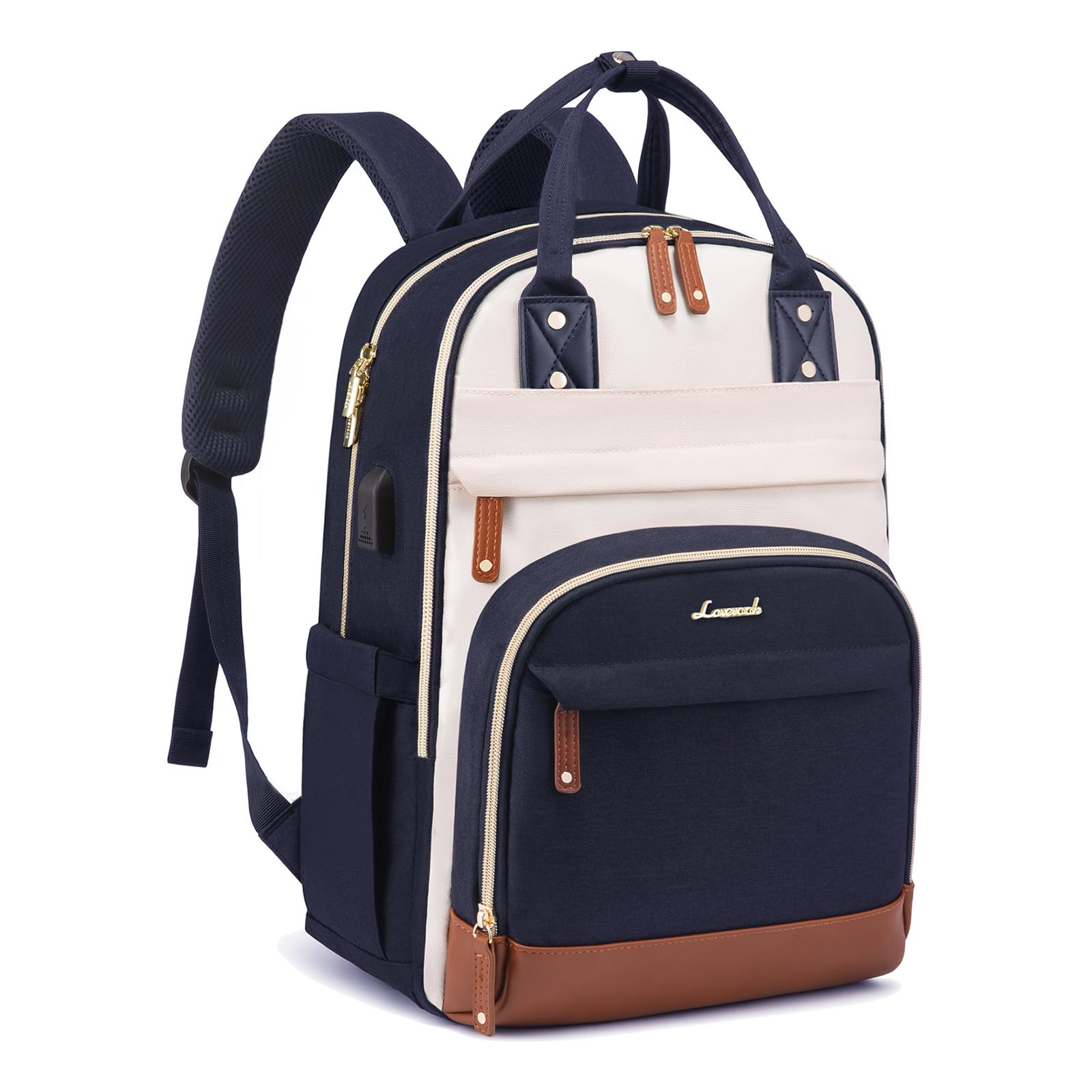 LOVEVOOK Laptop Backpack for Women, Waterproof 15.6 inch Work Bag Womens Rucksack with Anti-theft Zipper & USB Port, LargeLadies Backpacks Back Pack Womans for Travel School University Business Blue