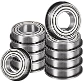 uxcell 5Pcs F6800ZZ Flanged Ball Bearings, 10 x 19 x 5mm Double Shielded Chrome Steel Deep Groove Bearing, ABEC5