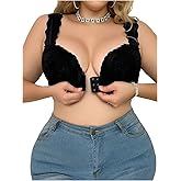 MakeMeChic Women's Plus Size Front Closure Bra Underwire Scallop Every Day Bras