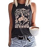 Retro Western Cowboy Rodeo Tank Tops for Women Vintage Country Tank Shirt Summer Sleeveless Casual Cowgirl Tank Tee
