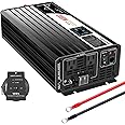Xijia 2000w(Peak Power 4000W) dc 48v to ac 120v Inverter Pure sine Wave 60HZ Converter with Bluetooth Remote Control LCD Screen 2 AC outlets for Camping, Boat,Outdoor (DC48V (Range 40V-60V) 2000W)