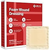 LIFARA 5 Pack Silicone Foam Dressing Pad | 5-Layer Wound Care | Super Absorbent, Anti-Reflux Barrier | Adhesive Border for Secure Seal | Sterile Medical Waterproof Bandage (6" × 6")
