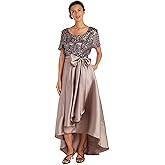 R&M Richards Women's Sequin Wrap Dress W/Hi-Lo Hem - Elegant Embellished Formal Gown