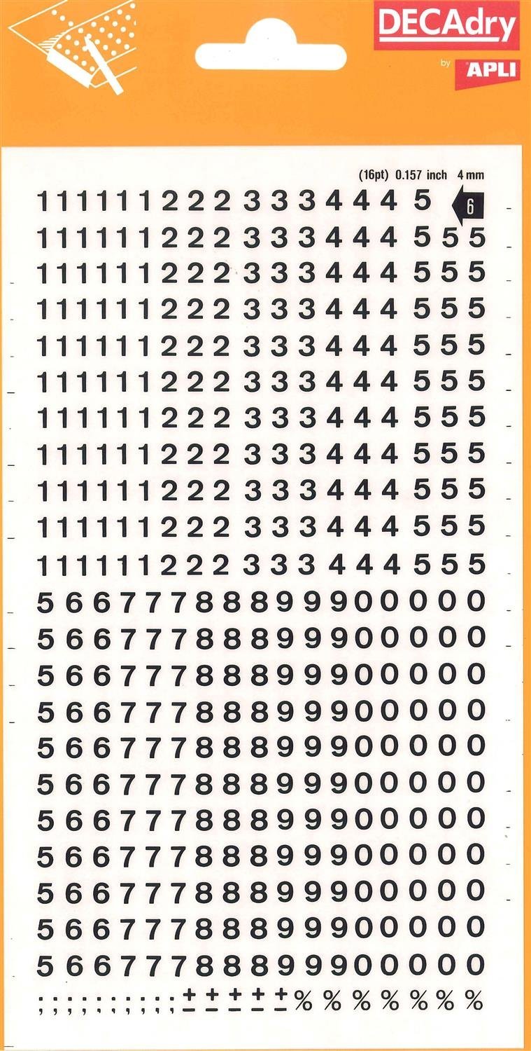 Black Number Transfers 4mm - 1 Sheet
