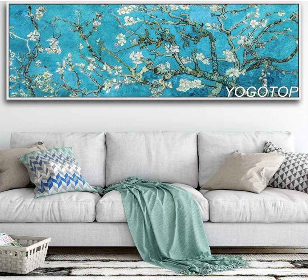 5D Diamond Painting Kit Full Drill Large Size DIY Diamond Art Embroidery Crystal Rhinestone Cross Stitch Adult Canvas Painting for Home Wall Decor Van Gogh Blossoming Almond Tree Round Drill,40x120cm