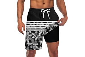 UNICOMIDEA Men Swim Trunks with Compression Liner 9 Inch Long Board Shorts
