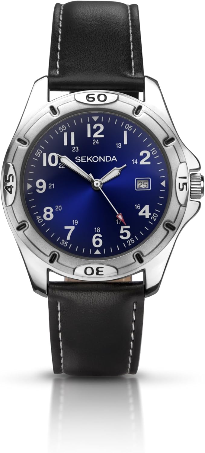 Sekonda Men's Quartz Watch with Blue Dial Analogue Display and Black