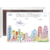 City Themed Artwork Magnet Collection by Beary Blu - Designed in The USA, Collectible Souvenirs Gifts 2.5" x 3.5" (San Diego)