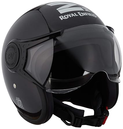 royal enfield matt black open face with visor helmet