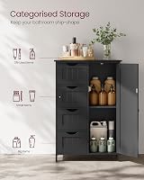 VASAGLE Bathroom Floor Storage Cabinet 4 Drawers 1 Door 30x55x82cm Ink Black view 3