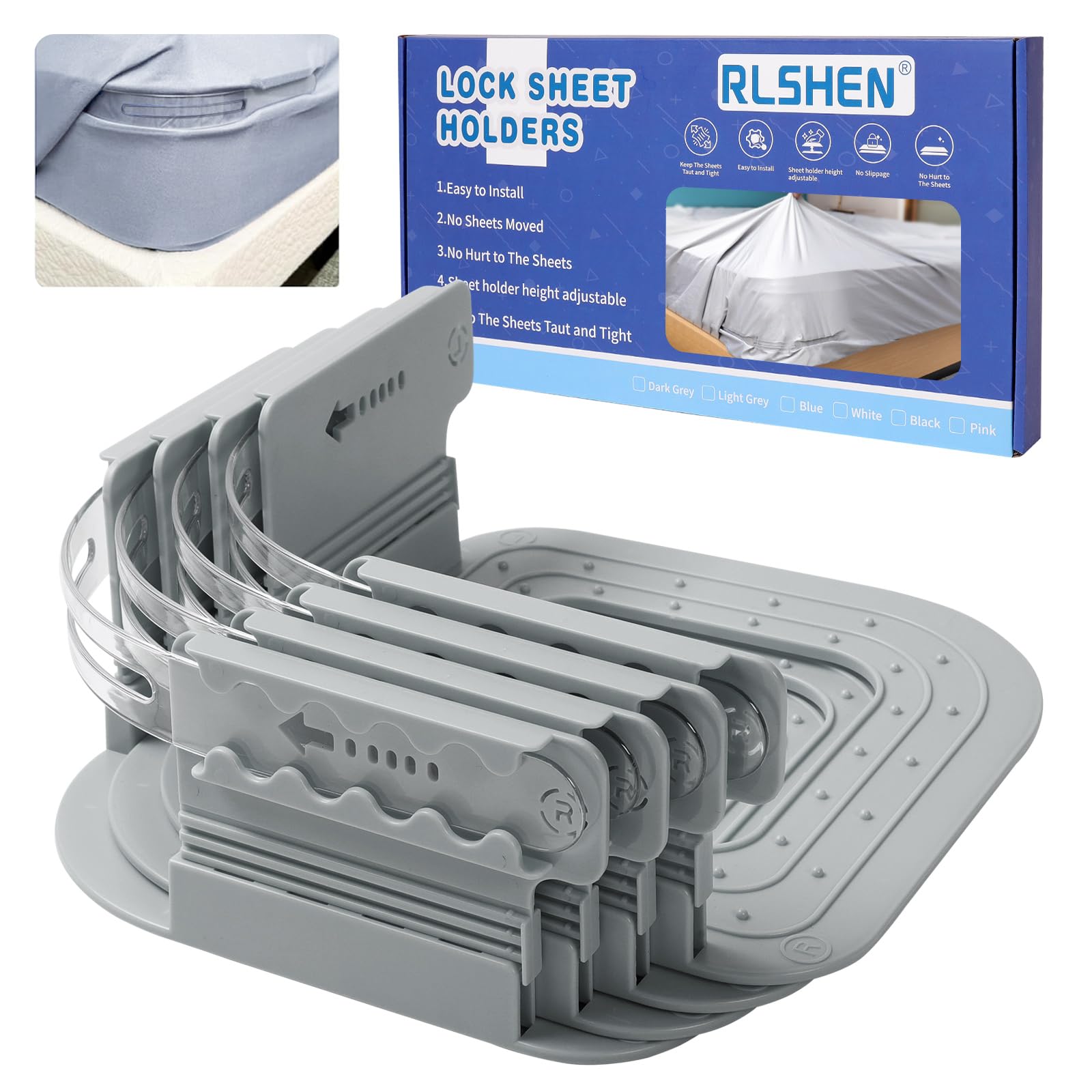 Photo 1 of RLSHEN Bed Sheet Holders Keep Sheets Firm & Tight, Fitted Sheet Holders for Corners Keep Sheets in Place Creative Bed Accessories Clips