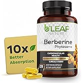 B’Leaf Nature Berberine Phytosome, 120 Capsules – 1100mg Berberine Supplement for Metabolic and Cardiovascular Support – Vegan, Gluten-Free, Non-GMO Berberine Phytosome Capsules for Immune Wellness