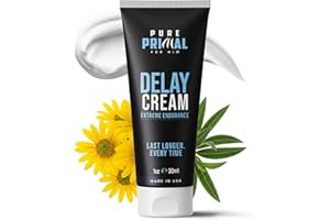 PURE PRIMAL Delay Cream for Men - Climax Control Formula to Last Longer in Bed, Clean & Fast-Absorbing Application, Climax Delay Support, Boost Confidence, Non-Greasy Desensitizing Creme