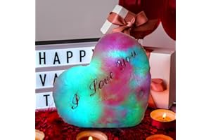 FOTN Valentine's Day Glowing Heart Stuffed Plush 13.8inch Valentine's Heart Shaped Pillow Valentine's Day Gifts Romantic Gift for Wife Girlfriend Husband and Boyfriend (Colorful)