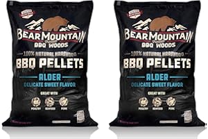 Bear Mountain Premium BBQ Woods All Natural Hardwood Pellets, Alder Wood 20 Pound Bag, Ideal for Pellet Smokers, Smoky Wood Fired Flavor (2 Pack)
