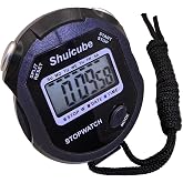 Shuicube Digital Stopwatch Timer with Replaceable Battery, Large Display, Simple Stop Watch for Sports, Easy to Use Timing Tool for Coaches and Referees (Black)