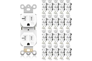 TOPELER 20 Pack Electrical Wall Outlet, 20A Tamper-Resistant Receptacle Outlet, 2 Pole 3 Wire, Self-Grounding, Duplex Receptacle for Residential and Commercial Use, UL Listed, White