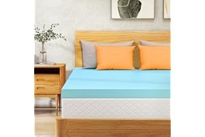 VALUXE Queen Mattress Topper 3 Inch Cooling Gel Memory Foam, CertiPUR-US Certified Topper & Pad for Back Pain Relief, Soft Breathable Bedding with Pressure Relief (Blue)