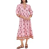Women Floral Ruffled Puff Sleeve Maxi Dress Bohemian Loose Fit Flowy Tiered Long Dress Graffiti Vocation Trendy Wear
