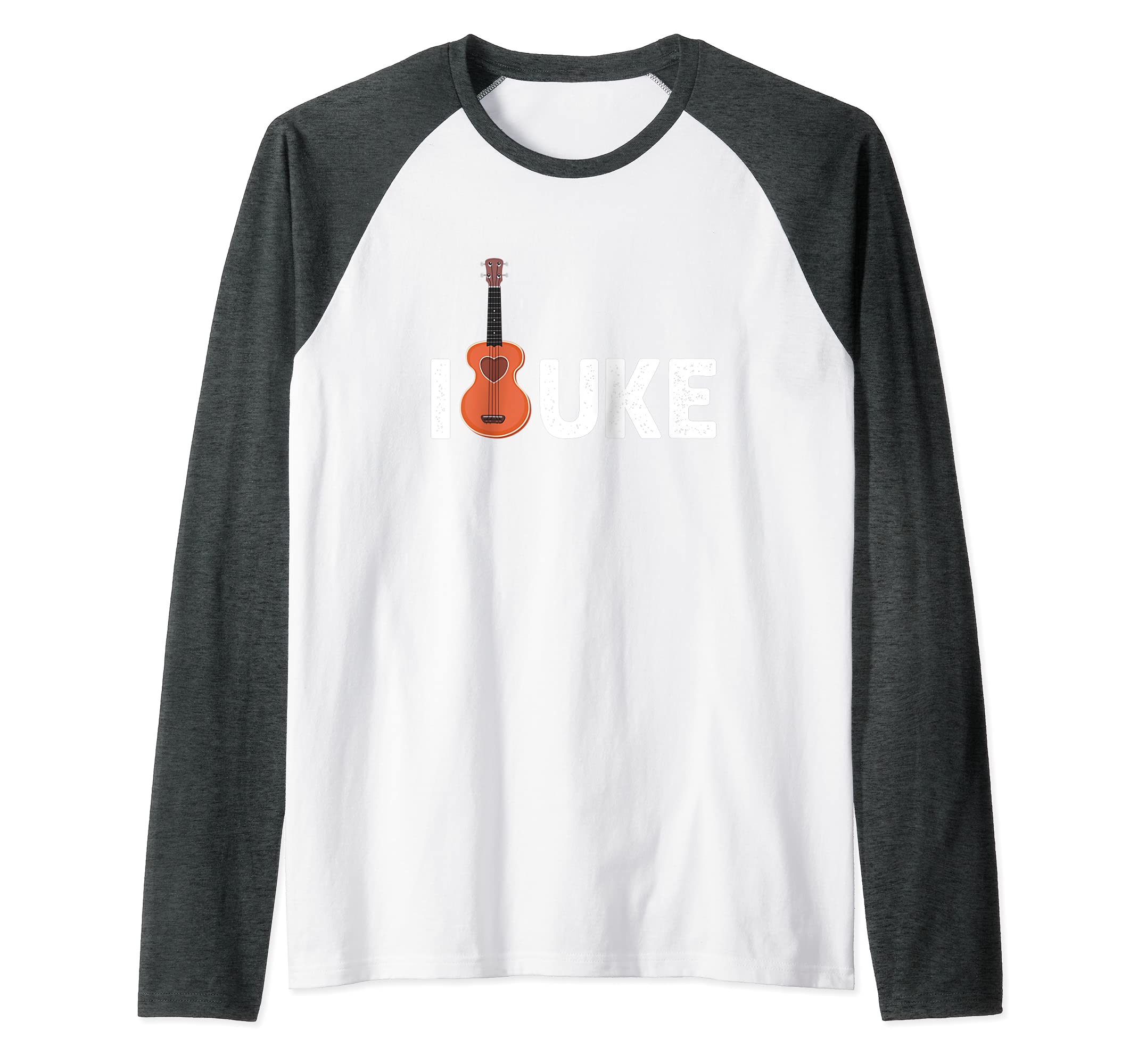 I Love Uke Heart Hawaiian Acoustic Musician Guitar Hawaii Raglan Baseball Tee