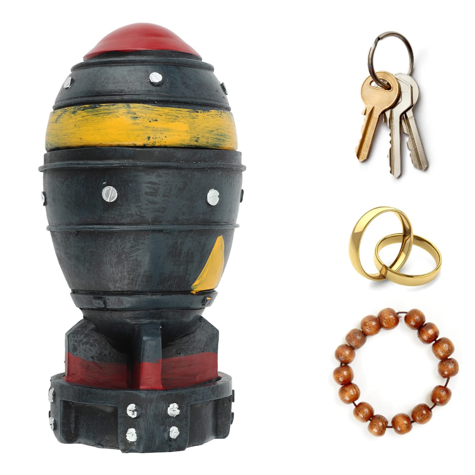 Mini Nuke Bomb Storage Box, 3D Retro Samll Bomb Shape Storage Bin Mini Resin Storage Box Ornament Table Decoration for Kids Boys and Men