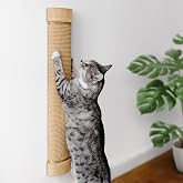 7 Ruby Road Wall Mounted Cat Scratcher, Replaceable Sisal Scratching Post | For Indoor Cats &amp; Large Breeds &mdash; 29.5" Tall, Solid Pine with Natural Woven Sisal, No Glue or Staples, Easy Wall Mount