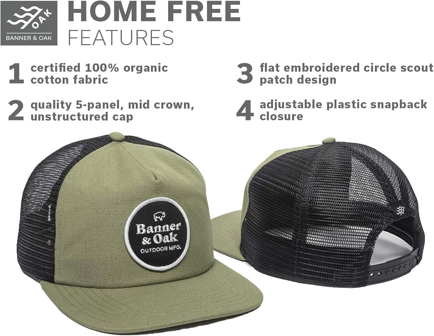 Home Free Circle Scout Patch Trucker Hat Adjustable Baseball Cap