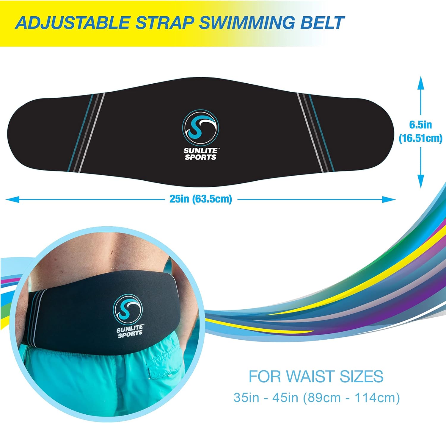 Sunlite Sports High-Density EVA-Foam Swim Belt, Floatation Belt for Aquatic Exercise, Low-Impact Workout, Swim Training Aid for Beginners (Aqua Fitness Extra Comfort Belt) : Sports & Outdoors