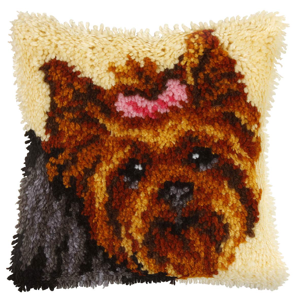 Orchidea Latch Hook Kit: Cushion: Yorkie, Multi, 25.5cm x 25.5cm