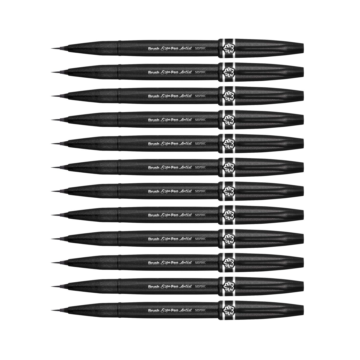 Pentel SESF30 °C AX Extra Fine Brush Tip, Black Pack of 12