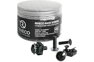 RIVECO M5 Rack Screws & Cage Nuts for Server Cabinets & Racks Mounting Network Equipment Clip Nuts 50 Sets Black