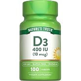 Nature's Truth Vitamin D3 | 400 iu (10 mcg) | 100 Tablets | Vegetarian, Non-GMO &amp; Gluten Free Supplement
