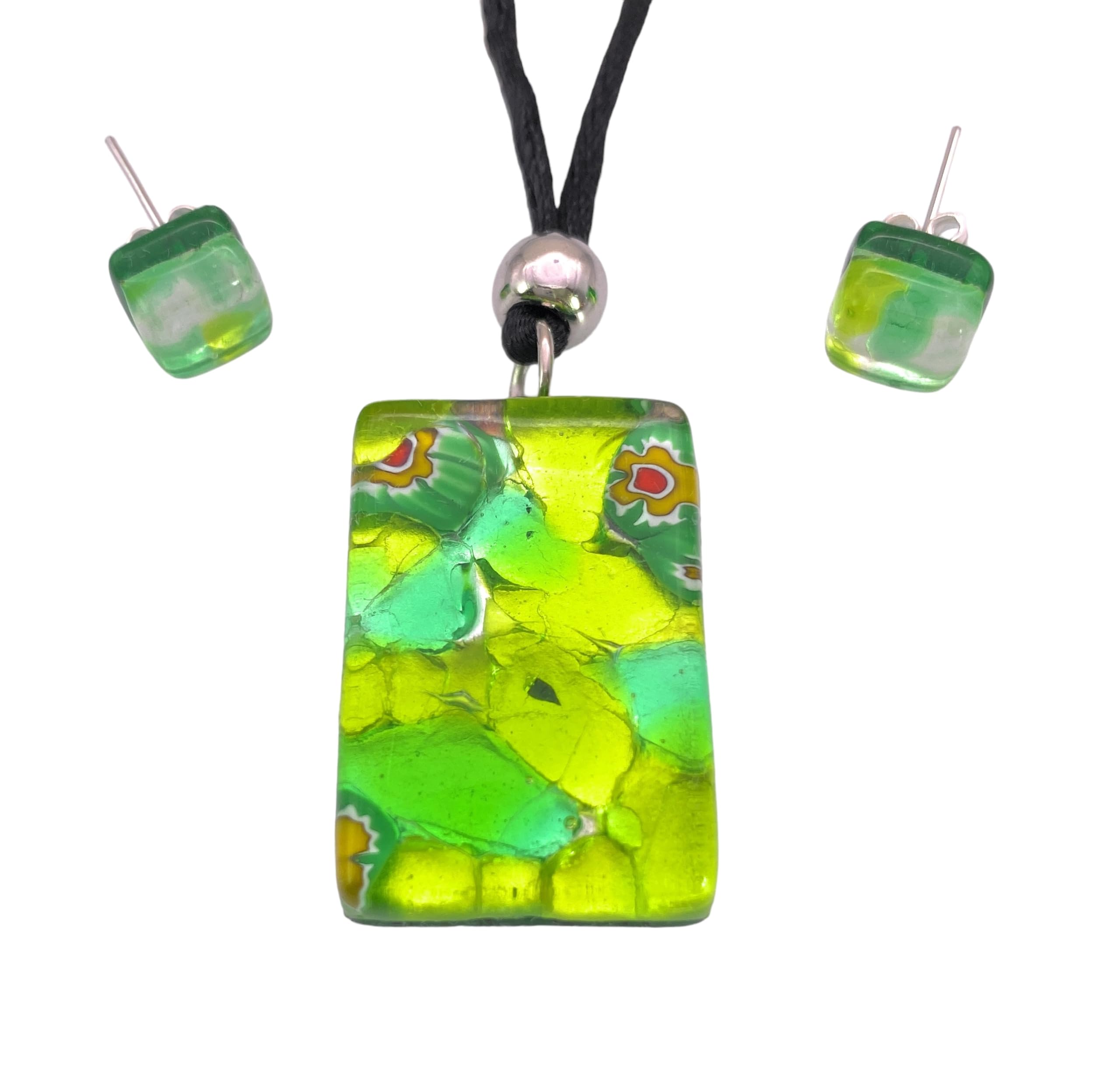 Murano Glass Pendant and Earring Set, Murano Glass Jewellery Set, Handmade Glass Pendant, Handmade Glass Earrings, Glass Pendant and Earring Set