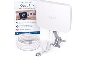 Waveform QuadPro 4x4 MIMO Panel Antenna Kit | External Antenna for 4G/5G Routers & Gateways | for T-Mobile Home Internet, Verizon, AT&T | Kit w/ 20’ SMA Cable, Pole Mount, U.Fl Adapters